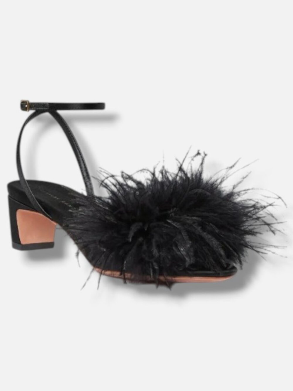 Loeffler Randall Women's Black Senna Feather Sandals Shoes Size 9.5B